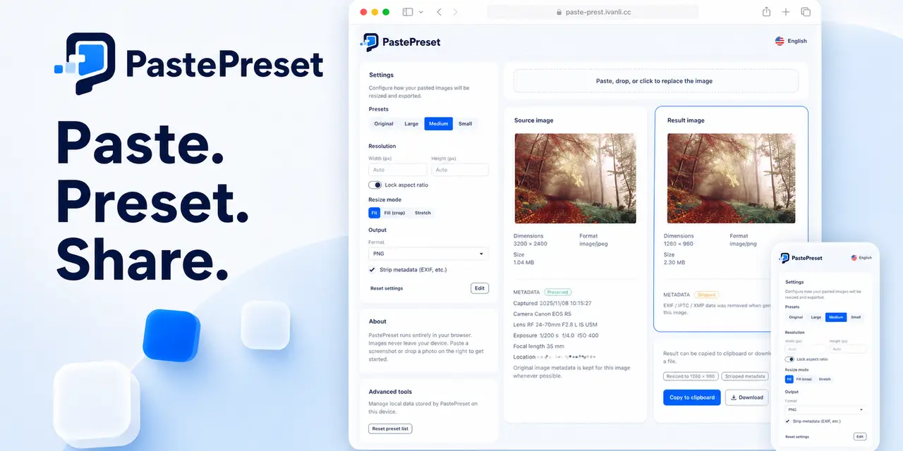 PastePreset 项目界面与功能概览